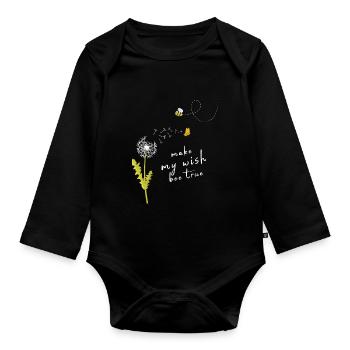 Pusteblume Fleur Fleur Abeille Porte-bonheur - Body Bébé bio manches longues - noir - Devant