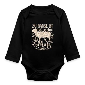 Sheep Sheep Sheep Shepherdess - Organic Longsleeve Baby Bodysuit - black - Front