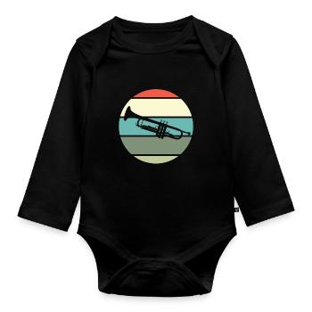 Trompete Trompeter Blasorchester Retro Geschenk - Baby Bio-Langarm-Body - Schwarz - Vorne