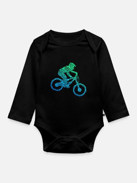 Downhill Mountainbike Biker MTB Jungen - Baby Bio-Langarm-Body - Schwarz