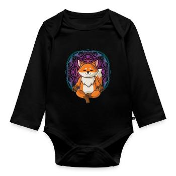 Fuchs Yoga Mandala Spirituell yoga damen spruch - Baby Bio-Langarm-Body - Schwarz - Vorne