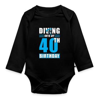 Parachutiste cadeau 40 ans - Body Bébé bio manches longues - noir - Devant