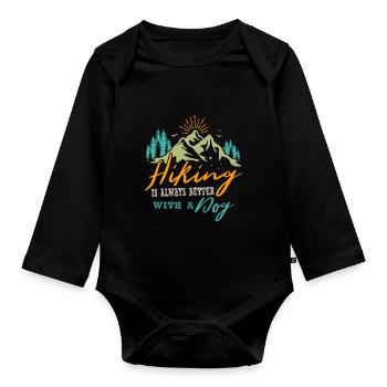 Lustiges Wandern Wandern mit Hund - Baby Bio-Langarm-Body - Schwarz - Vorne
