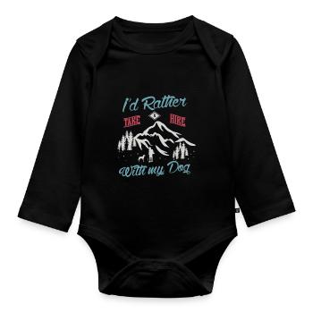 Funny Hiking Hiking with dog - Baby Bio-Langarm-Body - Schwarz - Vorne