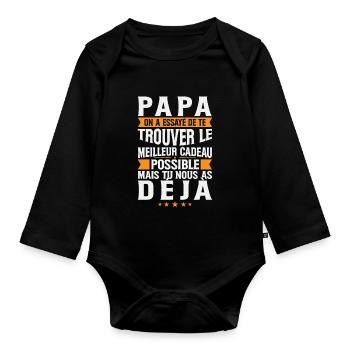 Papa Le Meilleur C'est Nous Fille Fils Homme Humou - Baby Bio-Langarm-Body - Schwarz - Vorne