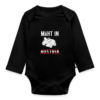 Mäht In Austria - Österreich Gärtner Gartenarbeit - Baby Bio-Langarm-Body - Schwarz - Vorne
