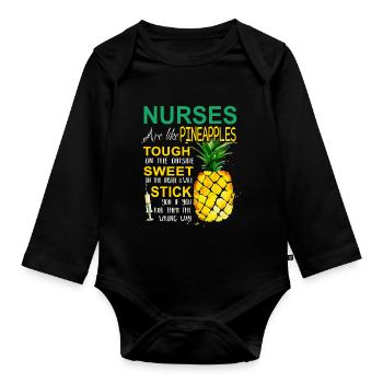 Nurses Pineapples - Body Bébé bio manches longues - noir - Devant