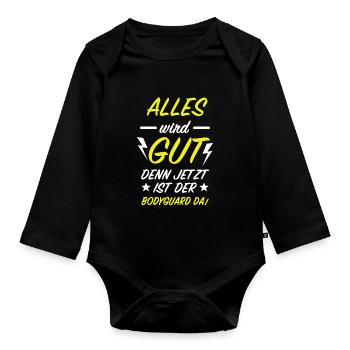Bodyguard Alles Wird Gut Türsteher Security Spruch - Baby Bio-Langarm-Body - Schwarz - Vorne