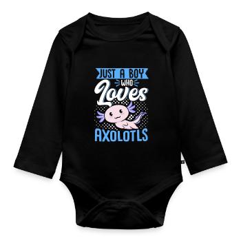 Axolotl Lover Just A Boy Who Loves - Body Bébé bio manches longues - noir - Devant