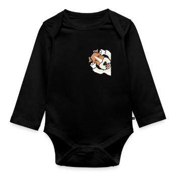 Foxterrier Drahthaar Ätsch Bätsch - Baby Bio-Langarm-Body - Schwarz - Vorne