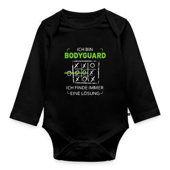 Ich bin Bodyguard Drei Gewinnt Lustig Witzig - Baby Bio-Langarm-Body - Schwarz - Vorne