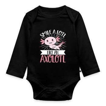 Smile A Lotl Like An Axolotl - Organic Longsleeve Baby Bodysuit - black - Front