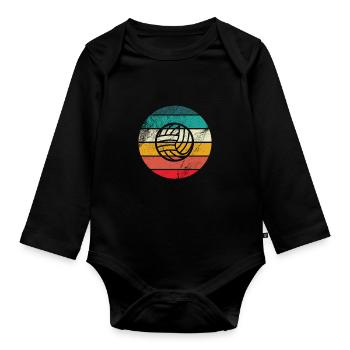 Beach Volleyball Volleyballer - Retro Volleyball - Organic Longsleeve Baby Bodysuit - black - Front