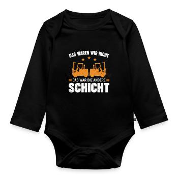 Gabelstapler Staplerfahrer Lagerarbeiter Beruf - Baby Bio-Langarm-Body - Schwarz - Vorne