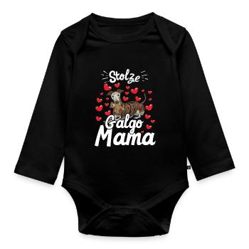 Galgo Espanol Mama - Baby Bio-Langarm-Body - Schwarz - Vorne