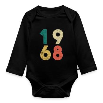 1968 Vintage Geburtstag Retro - Baby Bio-Langarm-Body - Schwarz - Vorne