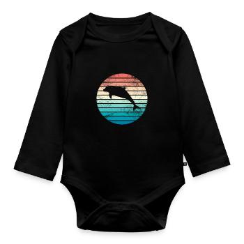 Delfin Retro Vintage Meer Ozean Geschenk Bunt - Baby Bio-Langarm-Body - Schwarz - Vorne