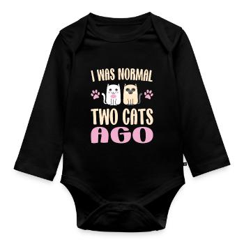 Il y a Deux Chats War Je Normal / Amateur de chats - Body Bébé bio manches longues - noir - Devant