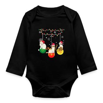 Drôles de chats de Noël - Body Bébé bio manches longues - noir - Devant