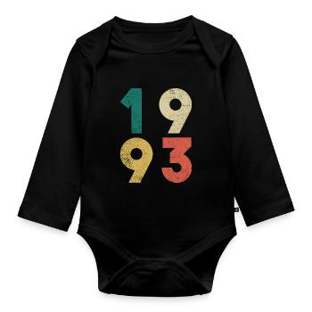 1993 Vintage Geburtstag Retro - Baby Bio-Langarm-Body - Schwarz - Vorne