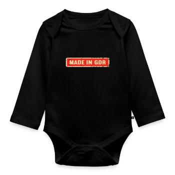 GDR East Germany Made in GDR Ossi - Organic Longsleeve Baby Bodysuit - black - Front