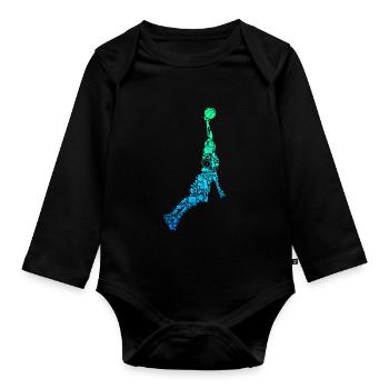 Basketball Basketballer Jungen Herren Kinder - Baby Bio-Langarm-Body - Schwarz - Vorne