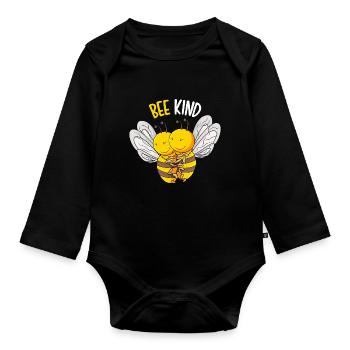Bee Kind Bienen Kinder Mädchen - Baby Bio-Langarm-Body - Schwarz - Vorne