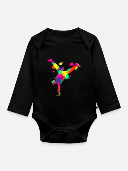 Breakdancer Breakdance Breakdancing - Baby Bio-Langarm-Body - Schwarz