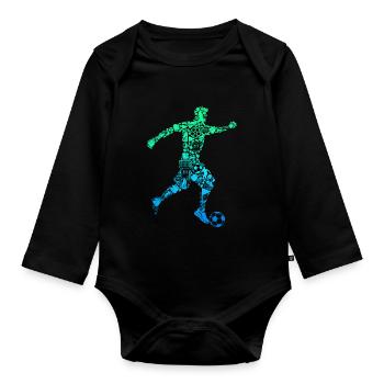 Football Footballer Boys Children - Organic Longsleeve Baby Bodysuit - black - Front