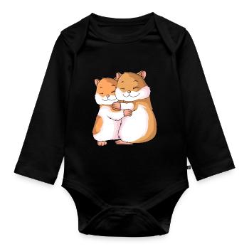 Hamster Lovers Ladies Girls - Organic Longsleeve Baby Bodysuit - black - Front