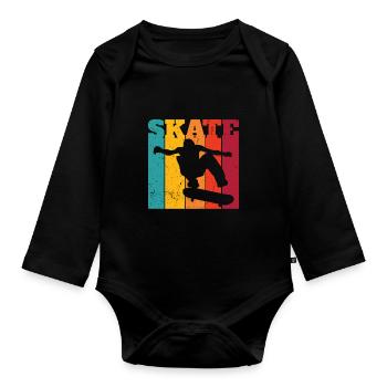 Skateboarding Skateboard Skateboarder Vintage - Body Bébé bio manches longues - noir - Devant