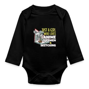 Anime - Baby Bio-Langarm-Body - Schwarz - Vorne
