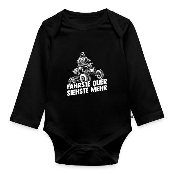 Fährste Quer Siehste Mehr | Quad - Baby Bio-Langarm-Body - Schwarz - Vorne