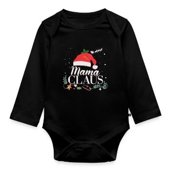 Mama Claus Weihnachten Familie Weihnachtsmann - Baby Bio-Langarm-Body - Schwarz - Vorne