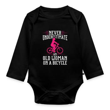 Never Underestimate An Old Woman On A Bicycle - Organic Longsleeve Baby Bodysuit - black - Front
