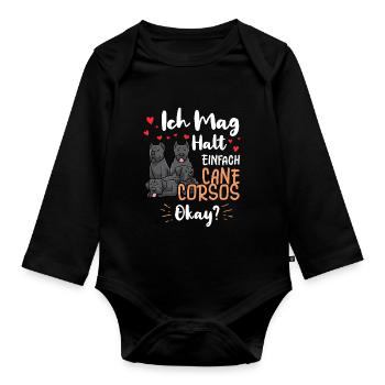 Cane Corso - Baby Bio-Langarm-Body - Schwarz - Vorne