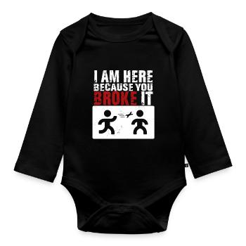 Vintage Tuner Car Mechanic Retro Car Tinkerer - Organic Longsleeve Baby Bodysuit - black - Front