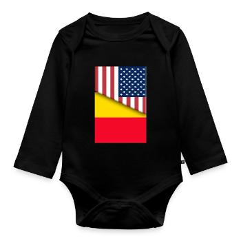 USA Belgien Belgische Flagge Dual Citizen American - Baby Bio-Langarm-Body - Schwarz - Vorne