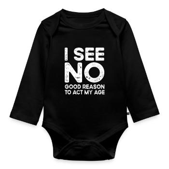 Funny saying - Organic Longsleeve Baby Bodysuit - black - Front