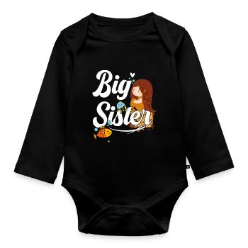 Big sister Big Sis - Organic Longsleeve Baby Bodysuit - black - Front