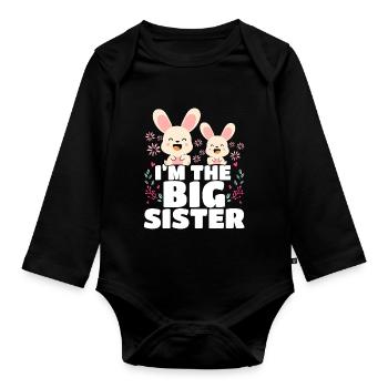 Ich Bin Die Große Schwester Big Sis - Baby Bio-Langarm-Body - Schwarz - Vorne