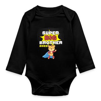 Super Großer Bruder Superheld 2022 - Baby Bio-Langarm-Body - Schwarz - Vorne