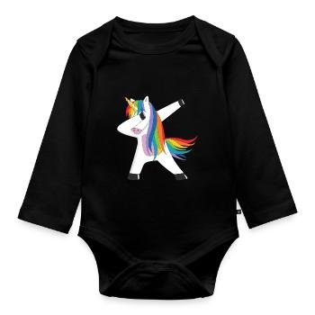 Dabbing Unicorn Dab Unicorn Rainbow Unicorn - Organic Longsleeve Baby Bodysuit - black - Front