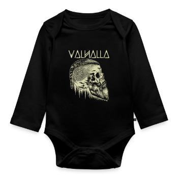 Walhalla Wikinger-Schädel - Baby Bio-Langarm-Body - Schwarz - Vorne
