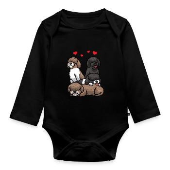 Perro de Agua Español Hund Spanischer Wasserhund - Baby Bio-Langarm-Body - Schwarz - Vorne