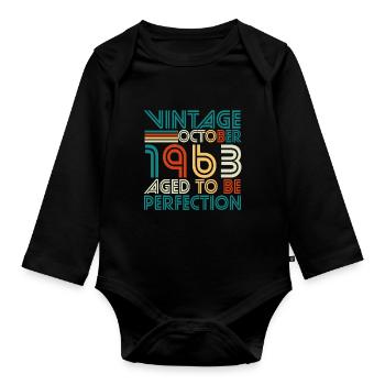 1963 In October Vintage Perfection - Organic Longsleeve Baby Bodysuit - black - Front