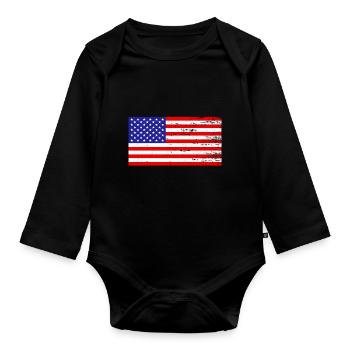 Drapeau de l’Amérique des États-Unis Drapeau - Body Bébé bio manches longues - noir - Devant