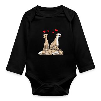 Galgo Español Dog Spanish Greyhound - Organic Longsleeve Baby Bodysuit - black - Front