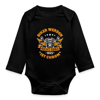 Biker Werden Nicht Grau Motorradfahrer Biker - Baby Bio-Langarm-Body - Schwarz - Vorne
