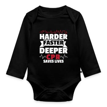 Harder Faster Deeper CPR Rettet Leben Rettungsdien - Baby Bio-Langarm-Body - Schwarz - Vorne
